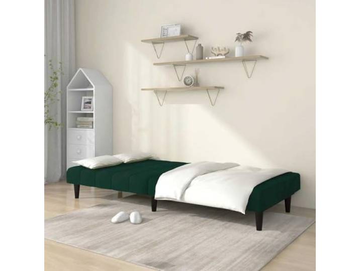 KTHLBRH Schlafsofa 2-Sitzer Samt Dunkelgrün Wandelbar, Holzstruktur, Schaumstoff, 110 kg pro Sitzplatz, für Wohnzimmer
