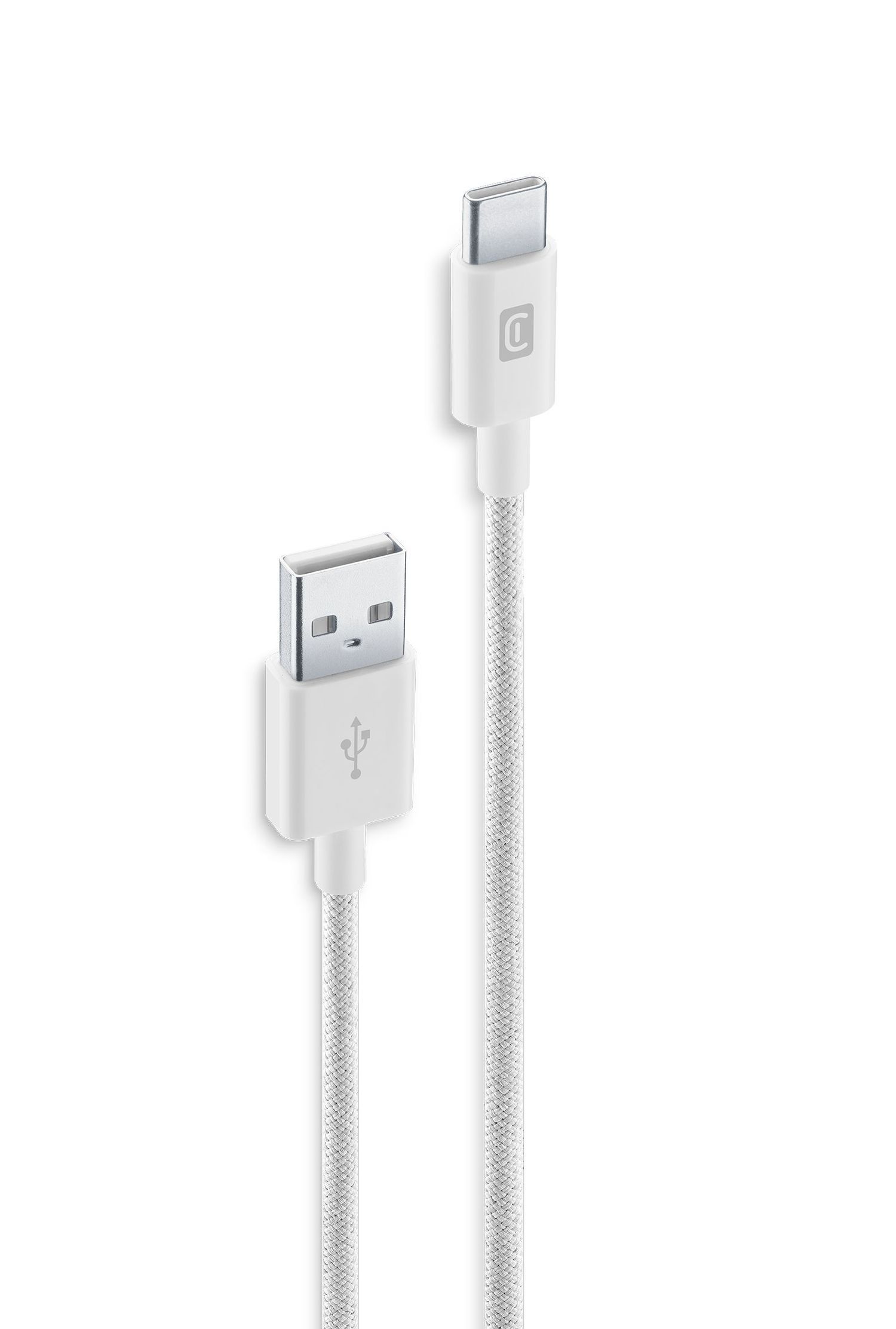 Cellular Line Braided Data Cable Stecker Rundkabel USB A auf USB C bis 15 W 1,5 m (Weiß) USBDATABRATOC15W