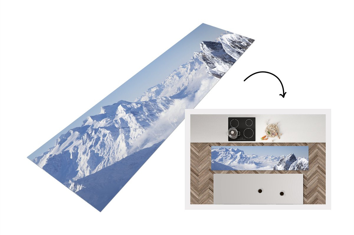 KitchenYeah Keukenloper Alpen Sneeuw Vinyl 200 x 50 cm