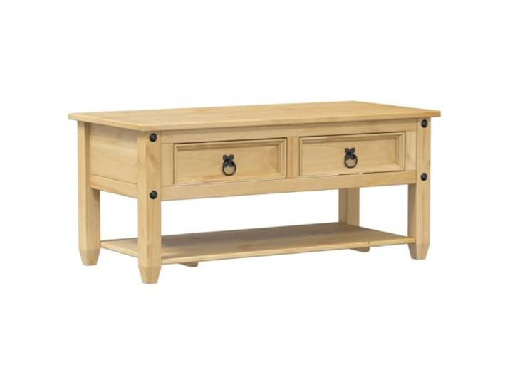 Couchtisch 100x48x45cm Kiefernholz mit Schubladen 3 Fächer, 3 Schubladen, Stahlrahmen, Industriestil, einfache Reinigung, Befestigungsmaterial inklusive