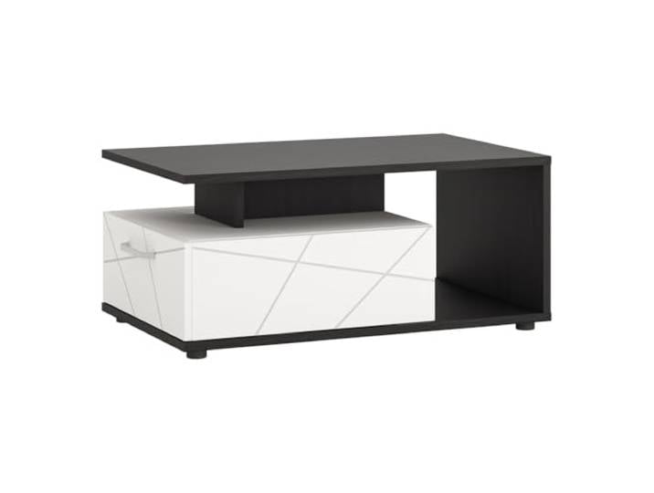 Lomadox Couchtisch Sofatisch in weiß Hochglanz mit Eiche schwarz
