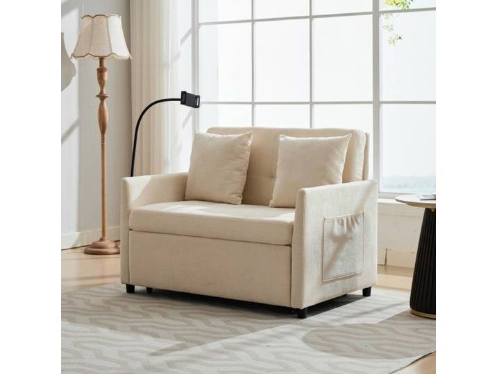 Canapé‑lit convertible 1 place beige 109x72x83 5cm design minimaliste meuble multifonction pour salon et studio
