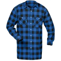 Flanellhemd lang 100% Baumwolle - XL - blau/schwarz