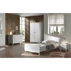 BILLY Jugendzimmer Set 4-tlg. best. aus: Bett 90 x 200 cm, Nachtkonsole, Kleiderschrank 2-trg. und Schubladen Kommode