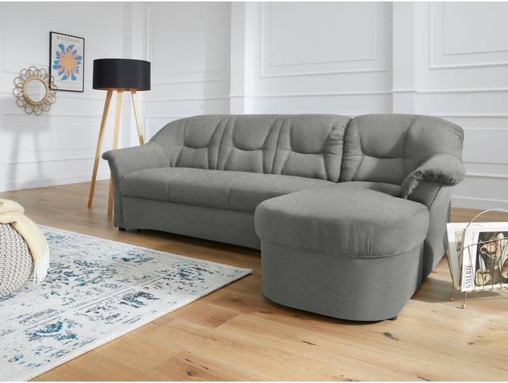Ecksofa, Luxus-Microfaser, Steelgrau 232×146 cm, Mit Bettfunktion & Federkern, Klassisch, Domo-Collection