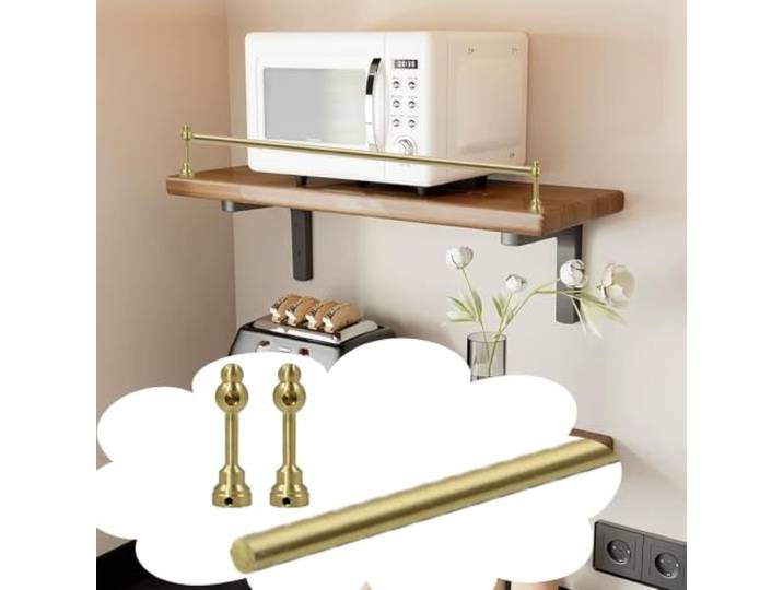 RegalgeläNder Dekorative Reling für Holzregale Front-Anschlagleiste Massivem Messing Schweberegal,Sicherungsreling Gegen Umkippen Weinschrank / Schrank(A,48inch/121.9cm)