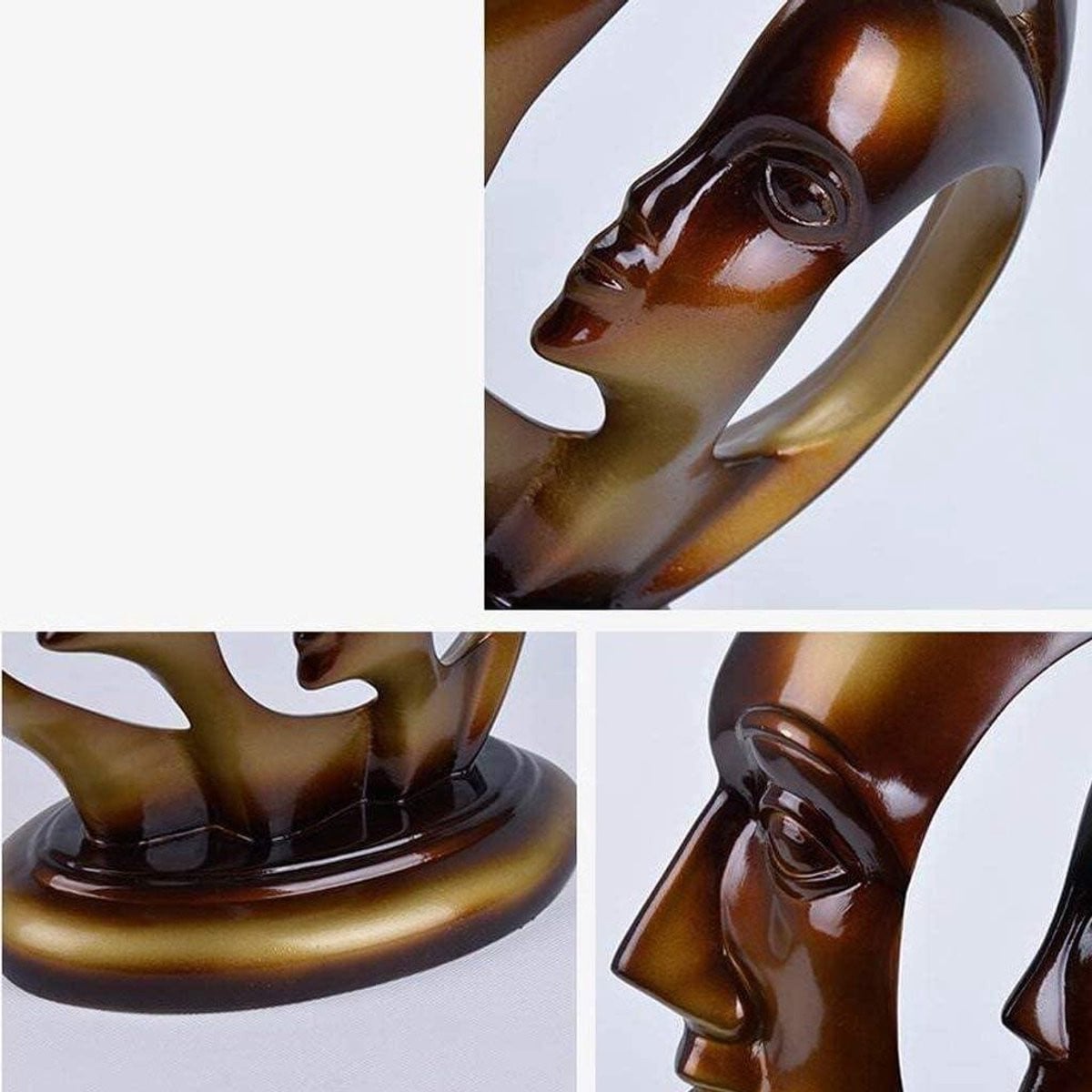 Abstract Beeldje Bronskleur - Milieuvriendelijke Hars Sculptuur voor Woonkamer Decoratie