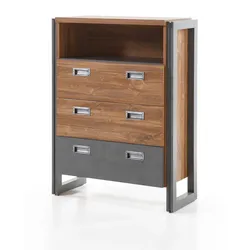 KOMMODE Eiche Stirling, Matera grau, Sideboard 75 x 100 cm Schubladenkommode