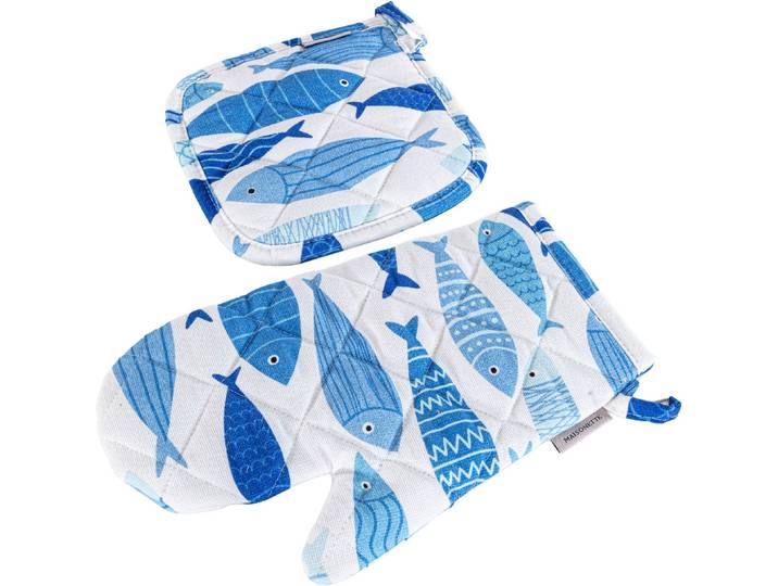 Topflappen EGERIA Küchen Set Marin , weiß, B:20cm L:20cm, Obermaterial: 100% Baumwolle, Topflappen, Topflappen