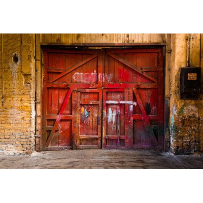 Fototapete PAPERMOON "Vintage rotes Holztor", bunt, B:3,5m L:2,6m, Vlies, Tapeten
