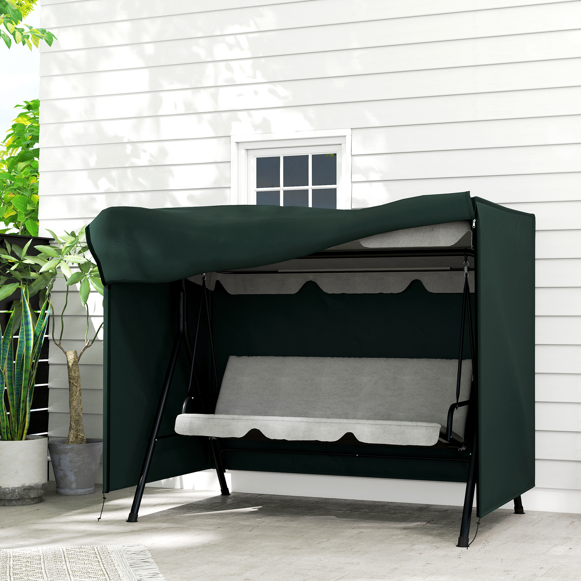Outsunny Copertura per Dondolo in Tessuto Oxford Impermeabile Ani-Raggi UV, Telo per Dondolo, 205x124x164cm, Verde   Aosom Italy