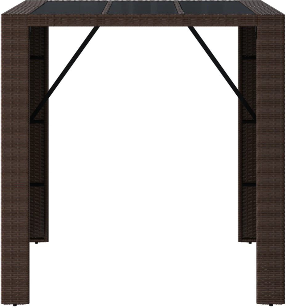 Ebern Designs Lavel Rectangular Glass Steel Outdoor Bar Table 80 cm D Brown 110cm H x 105cm L x 80cm D