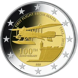 Malta 2015: 2-Euro-Münze 100. Jahrestag Erstflugs von Malta