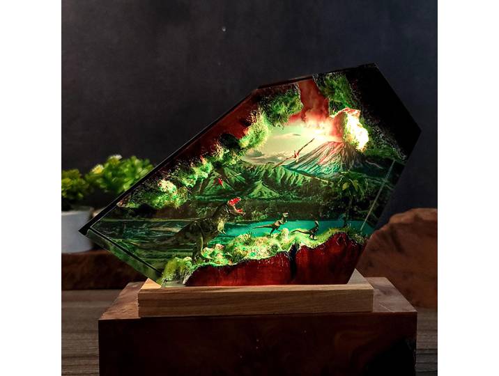 Lampe de table en résine Organisme du Parc des Dinosaures, Décoration artistique créative, Thème Jurassique, Veilleuse, Recharge USB