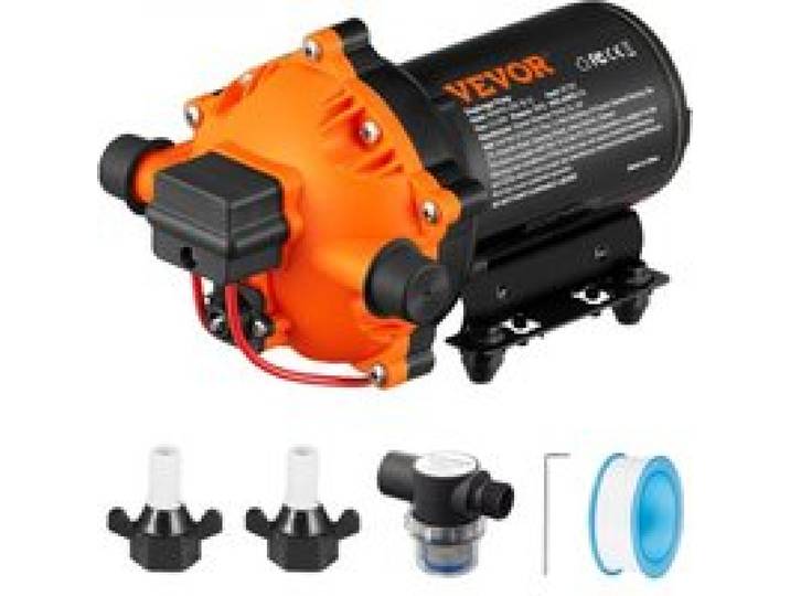 VEVOR Wassermembranpumpe, 12 V DC, 5,5 GPM Durchfluss, 70 PSI Nenndruck (40–100 PSI einstellbar), 1/2 Zoll MNPT selbstansaugende Sprühpumpe mit Druckschalter für Wohnmobil, Camper, Marine, Boot, Rasen, FCC-zertifiziert