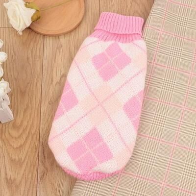 Uplift Essentials Fashion Winter Argyle Cat Sweater Vest pink Plaid xl