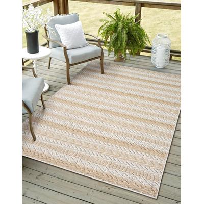 Outdoorteppich "Piazza, LAGERRÄUMUNG", beige (beige,cream), B:160cm H:8mm L:230cm, Polypropylen, MYFLAIR MÖBEL & ACCESSOIRES, Teppiche, Outdoorteppich, modernes Design, gestreift, In & Outdoor geeignet, Balkon, Terrasse
