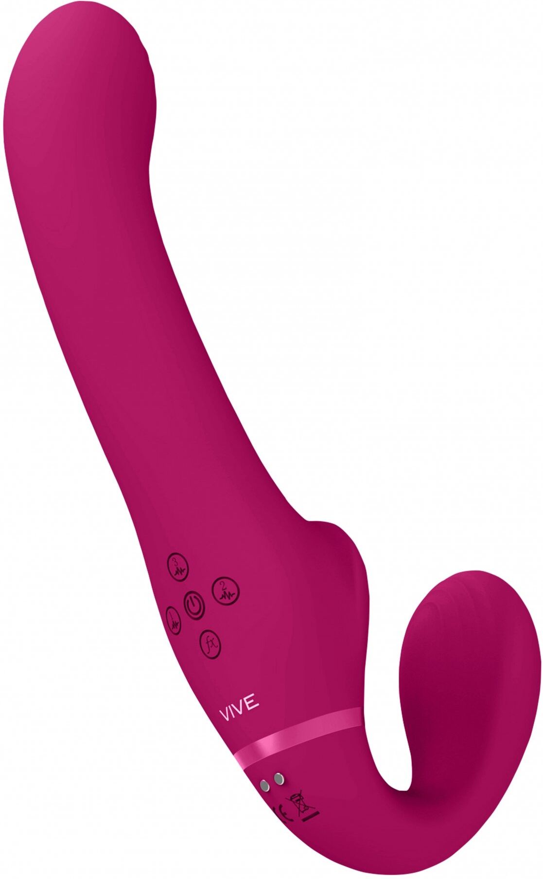 VIVE Dual Pulse-Wave & Airwave Strapless Strapon - Rose