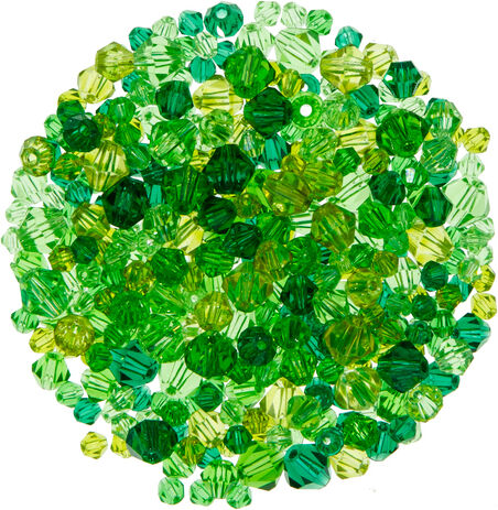 Facettierte Glasperlen, Grüntöne, 4–8 mm Ø, 50 g