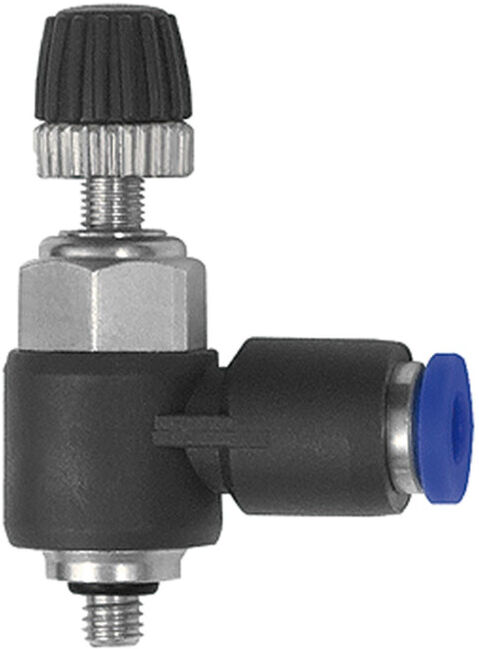 Riegler Clapet anti-retour à restriction « Série Bleue » mini, sortie d'air, M3a, Ø4mm (283.003-4)