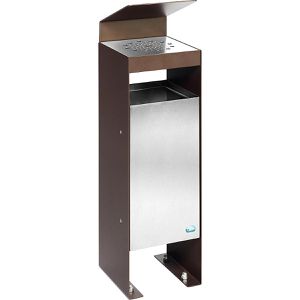 VAR Aschenbecher Q25, 21468, braun, für Outdoor, mit Dach, 2in1, Aschenbecher & Mülleimer aus Metall, 25 x 92cm, 60 Liter