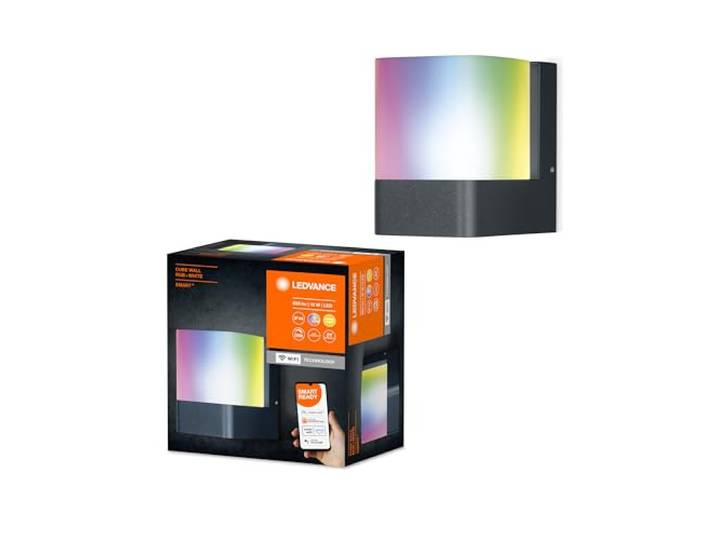 Ledvance Smarte LED Aussenleuchte für die Wand mit WiFi Technologie für Außen, RGB-Farben änderbar, aus dunkelgrauem Aluminium, Kompatibel mit Google und Alexa Voice Control, SMART+ WIFI CUBE WALL