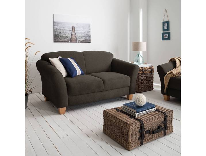 Sofa 2-Sitzer Webstoff Braun/Espresso Webstoff 163 x 84 x 89cm Natur