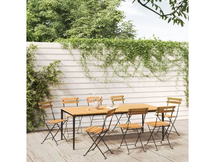 Fangming-Chaises pliables de jardin 8 pcs Acier et bois d'acacia massif