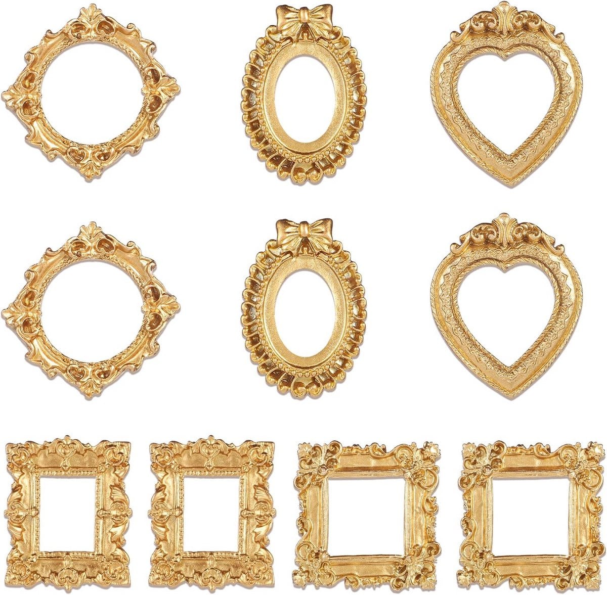 Set van 10 Vintage Mini Fotolijstjes Decoratie Goud Hars