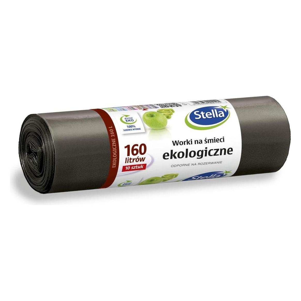 Stella Eko-Müllbeutel - 160 l - Schwarz - 10er-Pack - recycelte LDPE-Folie (10x, 160 l) (41381657)