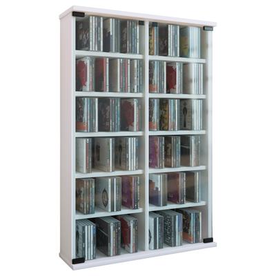 Media-Regal VCM "Holz CD DVD Stand Regal Schrank Roma Glastür", weiß, B:60cm T:18cm, Regale