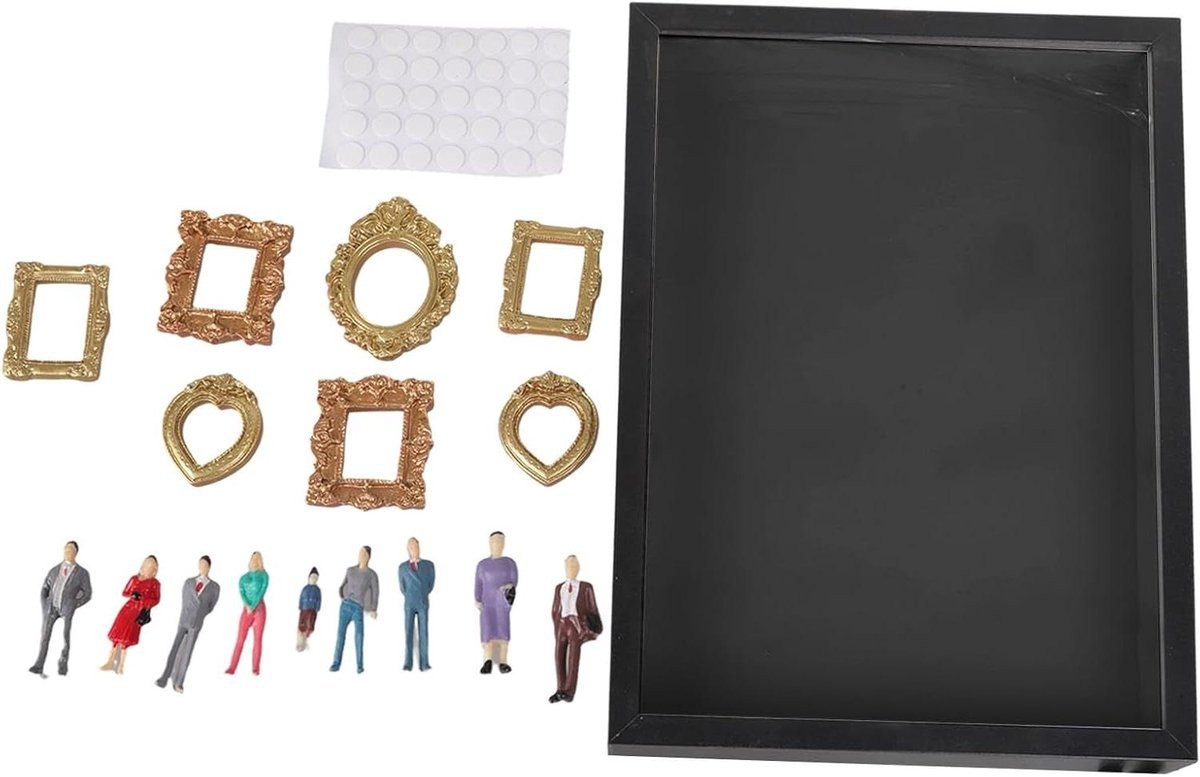 Miniatuur Museum Display Fotolijst Doos met Licht Optie - Zwart - 25 x 25 cm