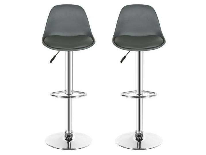 2 Tabourets de bar-Tabouret de bar moderne-Tabouret de bar réglable en cuir PU-Nouveau favori du bar-Gris -XJING