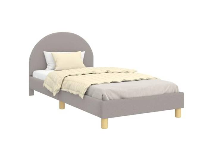 KTHLBRH Kinderbett mit Kopfteil hellgrau 80 x 200 cm Weicher Bouclé-Stoff, technisches Holz, modernes Design, Einzelbett