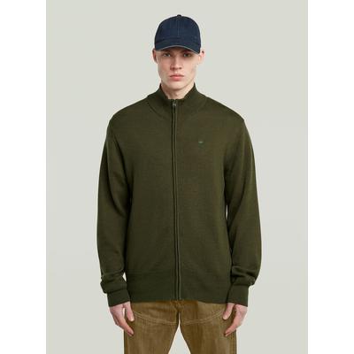 Cardigan G-STAR "Premium Core Full Zip Knit", Herren, Gr. S, grün (asfalt), Obermaterial: 100% Wolle, Strickjacken