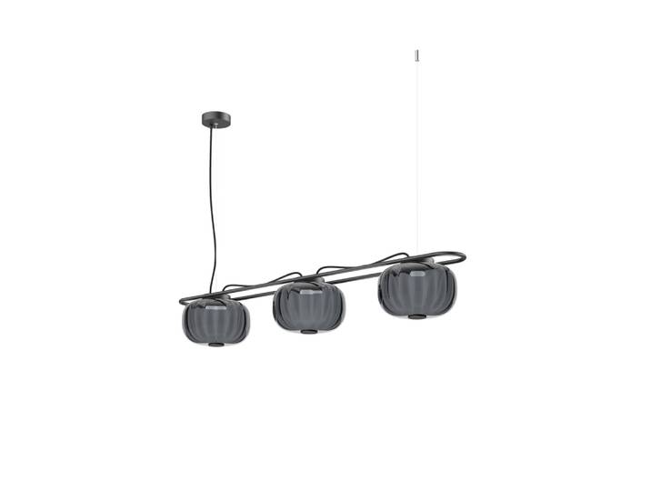 Suspension triple en verre opale, gris L:110cm