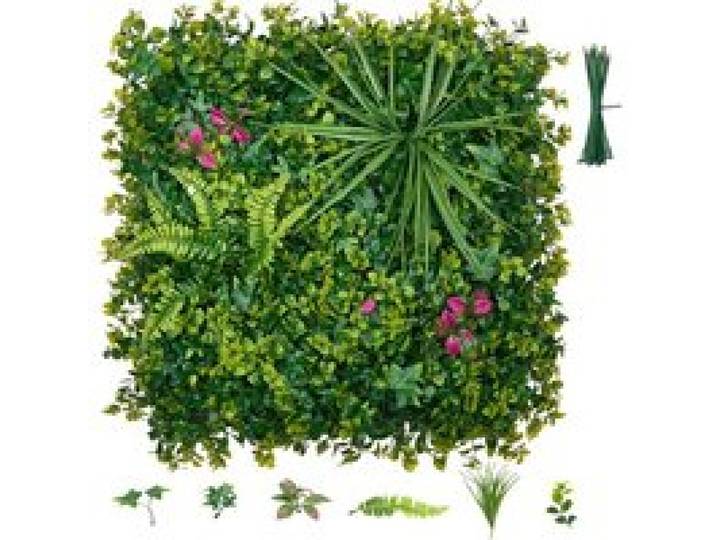 VEVOR Mur Végétal Artificiel 50,8x50,8 cm Haie Artificielle Lot de 12 Panneaux Feuillage Artificiel Brise Vue de Balcon pour Décoration, Mariage, Intérieur et Extérieur, Clôture de Jardin, Terrasse