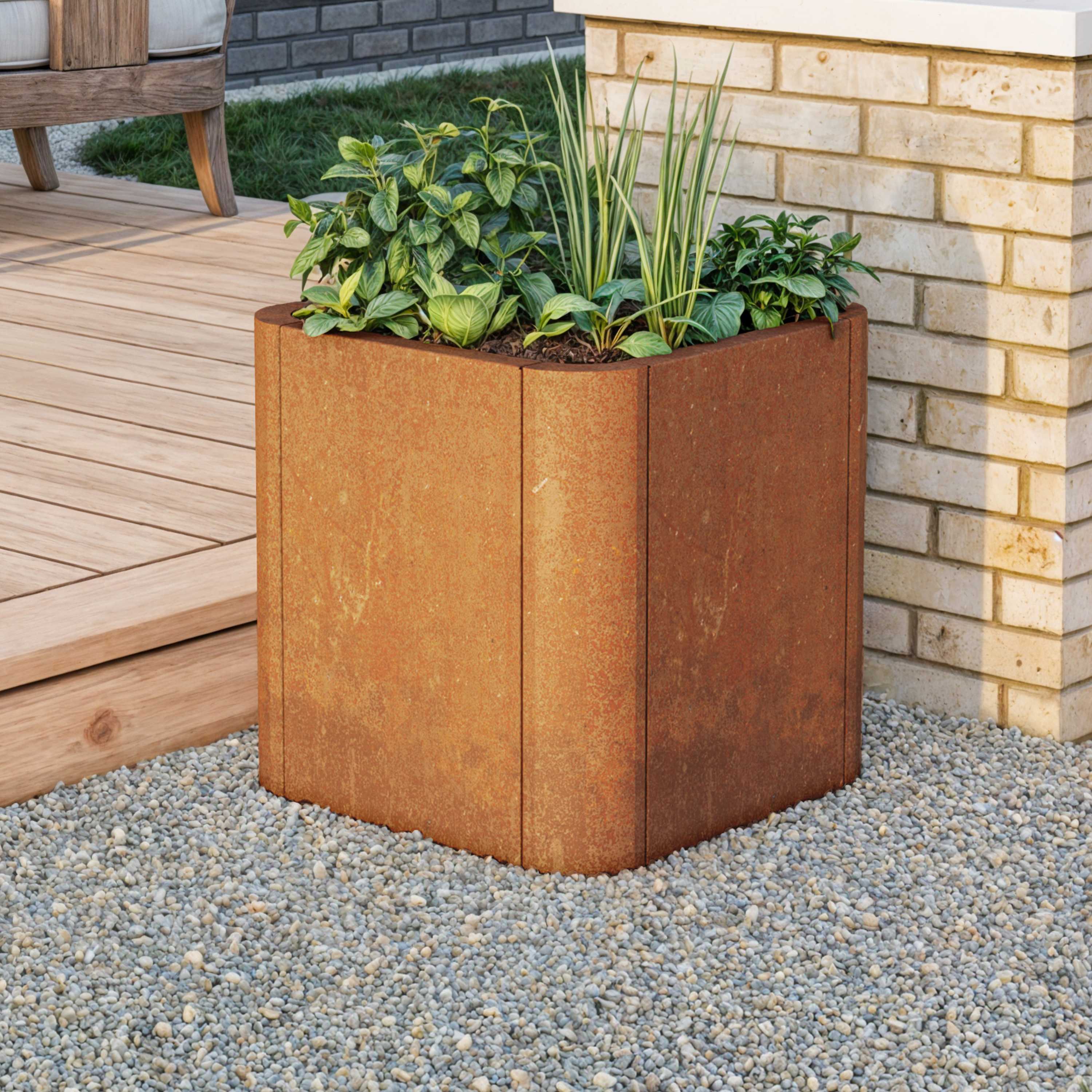 PRIMEYARD 40 x 40 x 40 cm Højbed, cortenstål, rust-optik, inkl. perforeret bund - (GFPV01061)