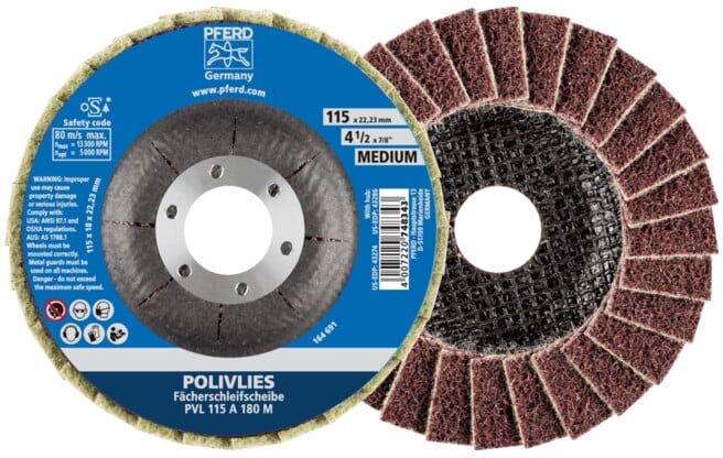 Disque à lamelles POLIVLIES® D.115xHmm granul. moyen PFERD (44694102)