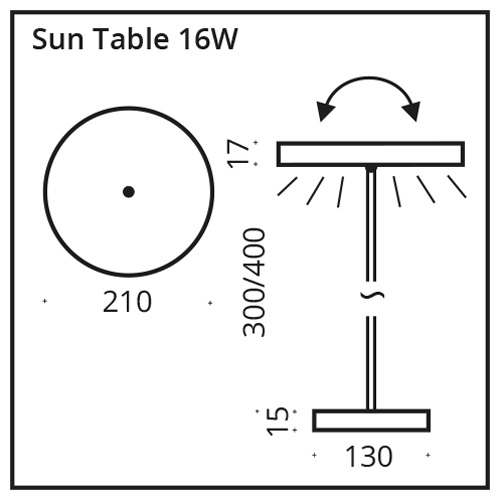 Top Light SUN TABLE LED-Tischleuchte 21cm/43cm Nickel matt 7-33121013 4251349335735
