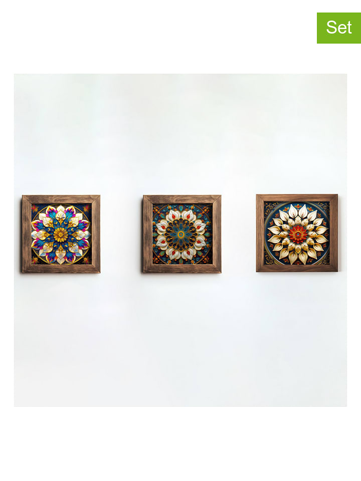 Wallity 3er-Set: Gerahmte Kunstdrucke - (L)15 x (B)15 cm - onesize