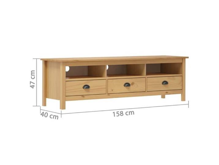 Meuble TV - MOTHINESSTO - Hill Range - Bois de pin massif - Marron miel - 158x40x47cm