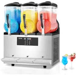 VEVOR kommerzielle Slusheis Maschine 12 L x 3 Dreifachtank-Maschine für gefrorene Getränke, 144 Tassen Edelstahl Slush-Eis-Maschine mit Tastenfeld Softeis Maker für Partys Restaurants Cafés Bars