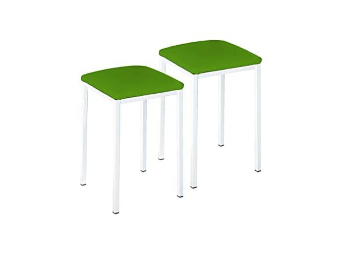 ASTIMESA Zwei Hocker für die Küche, quadratisch, Kunstleder, Grün