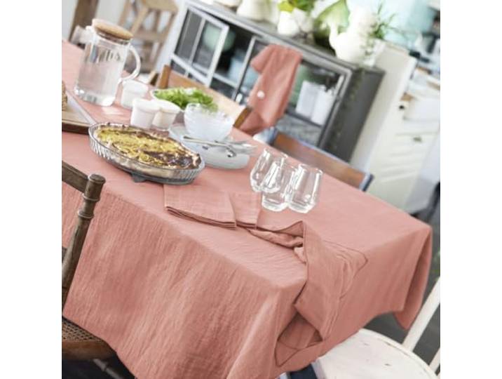 Nappe Rectangle 150x350 cm Gaze de Coton Rose