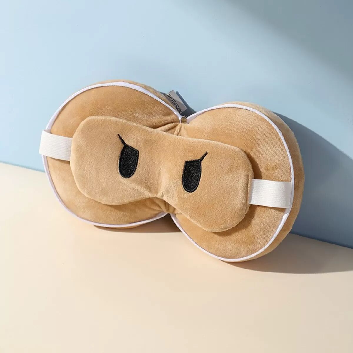 INF 2-in-1 Kamel U-förmiges Nackenkissen mit lichtblockierender Schlafmaske für Reisen & Nickerchen