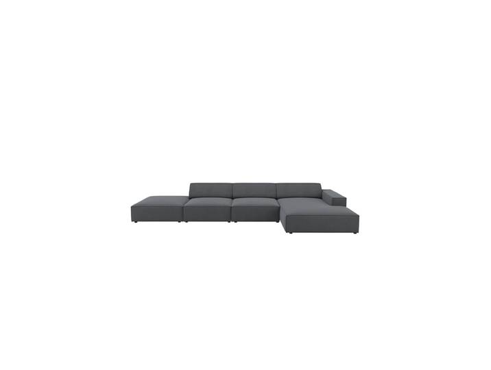 Design Ecksofa „Jodie“ mit abgerundeten Ottomanen (5-Sitzer) Strukturstoff Dunkelgrau Chosen by Bloomingloft