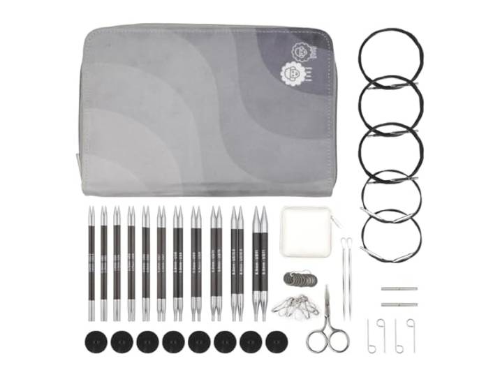 KnitPro Karbonz Regal Austauschbares Nadelspitzen Set 5 (13cm) I 11 Größen (3mm bis 8mm)