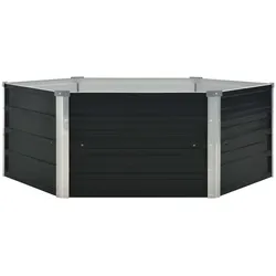 Helloshop26 - Anthrazitfarbener Hochbeetkasten 129 x 129 x 45 cm verzinkter Stahl 02_0000854