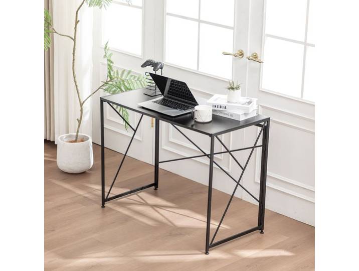 Bureau - HIBA - Compact - MDF imperméable - Pliant (montage 8s) - Noir - 99x50x75 cm